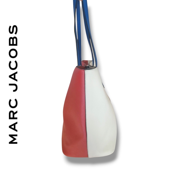 Marc Jacobs Sidekick Colorblock Tote Red White and Blue Handbag Silver & Red Tag - Picture 6 of 10
